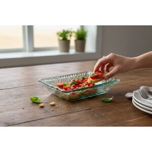 Vitrocolor Recycled Glass Rectangular Bowl Unisex OS Clear Brand New Textured